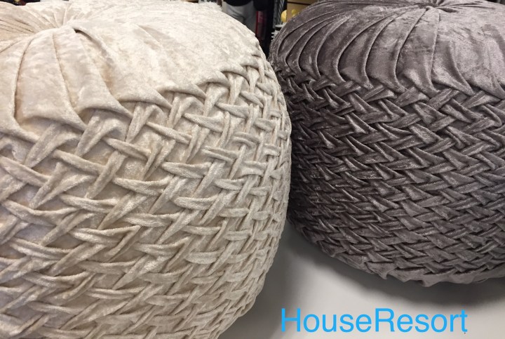 Tuffet ottomans in shimmering fabrics