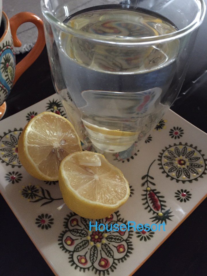 Glass of warm water with lemon juice